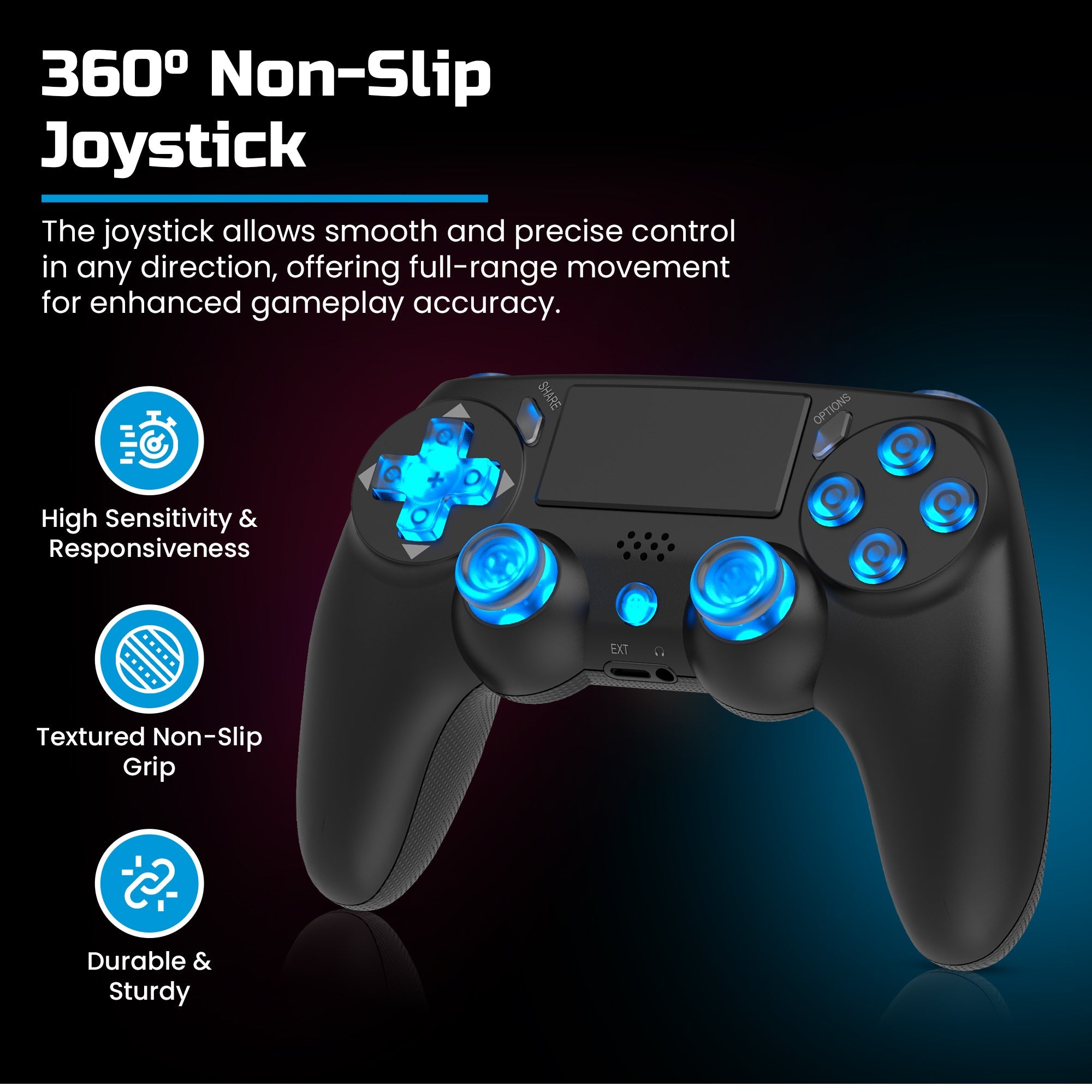 Playmax PS4 / PC Wireless Controller (Black RGB)