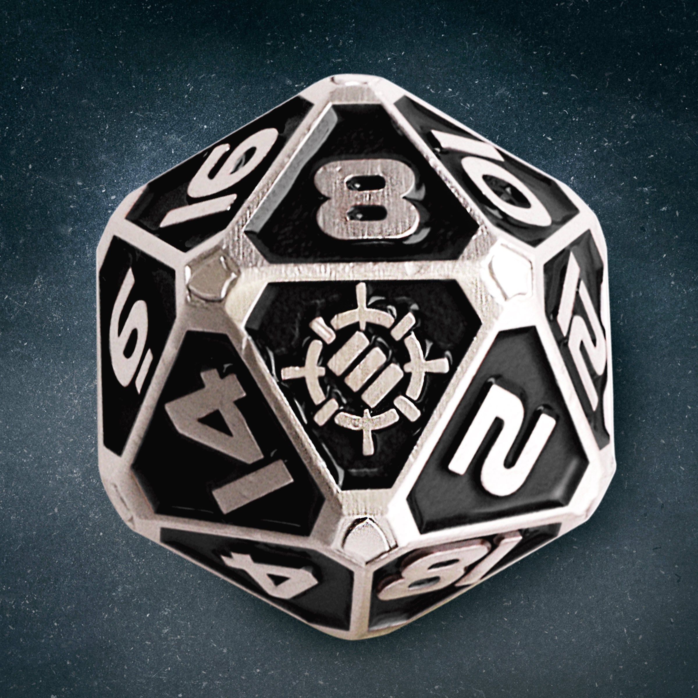 ENHANCE DnD 7pc Metal Dice with 2-in-1 Dice Bag/Tray (Collector Edition Black)