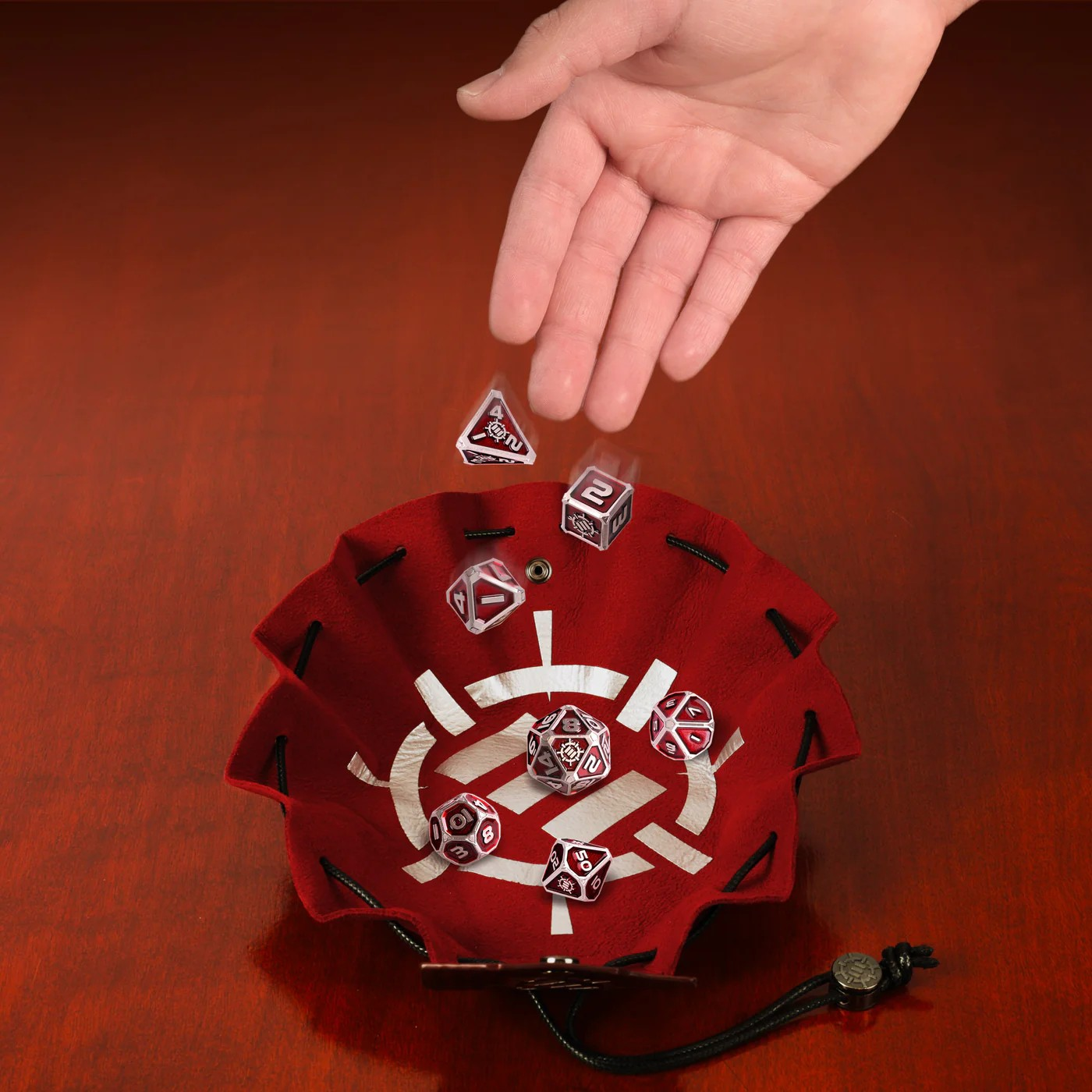 Enhance Tabletop Collectors 7pc Metal RPG Dice Set - Red